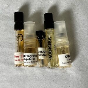 Assorted men’s fragrance samples used 30% full